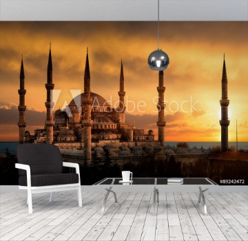 Picture of The Blue Mosque in Istanbul during sunset